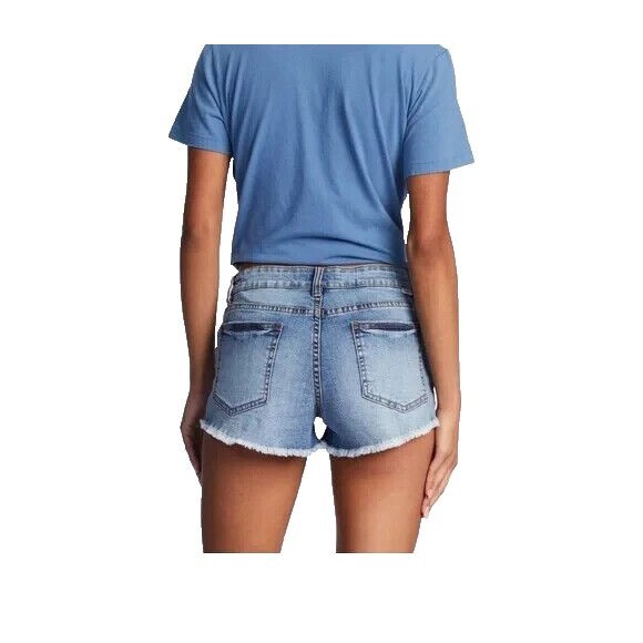 Billabong Lite Hearted Shorts  Women's 26  Lace-Up Fly Cutoff Distressed Denim - Picture 2 of 16